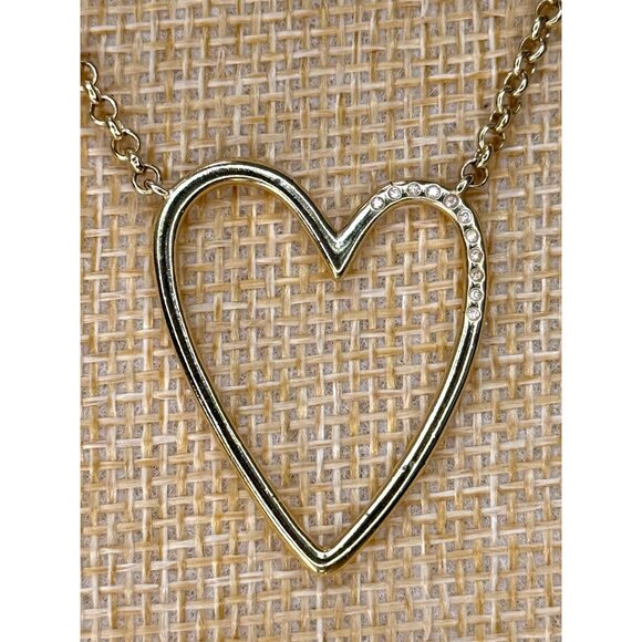 Kendra Scott Ansley Open Heart Gold Pendant Necklace With Crystals On Dainty Cha - Picture 5 of 15